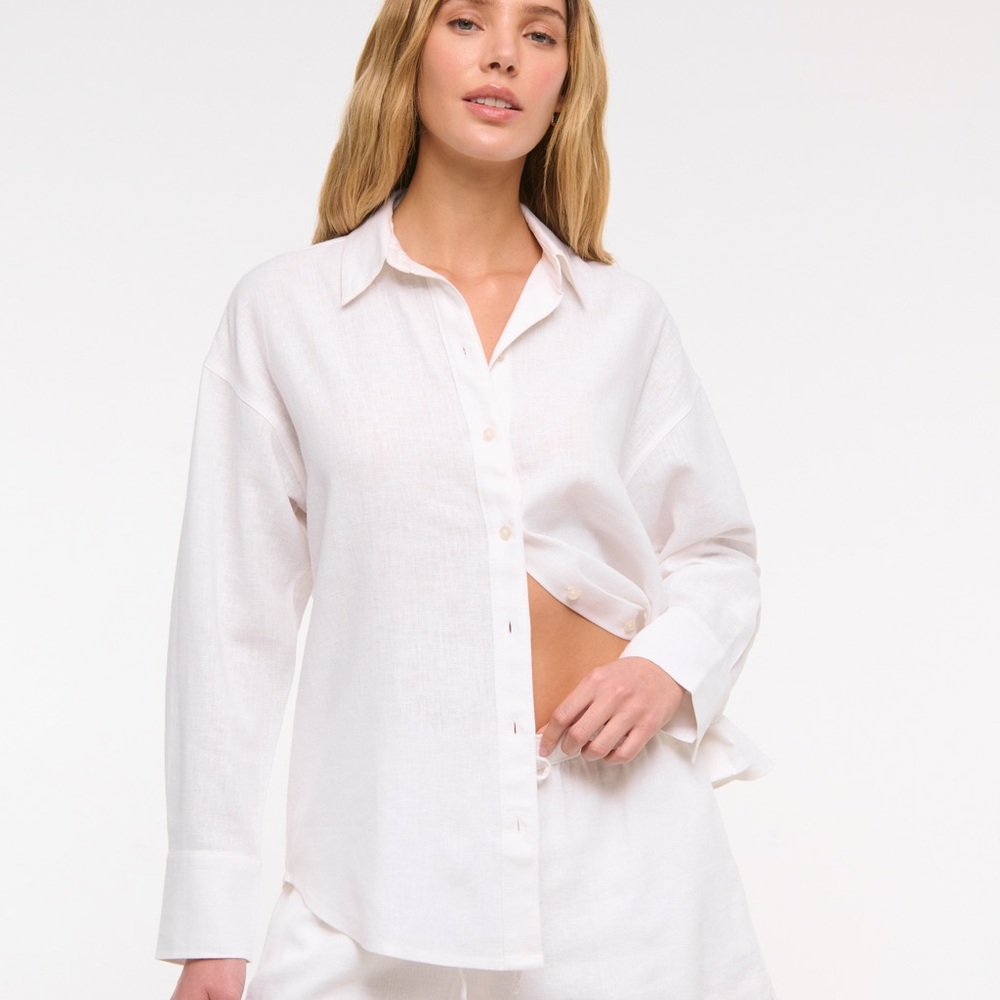 Abercrombie & Fitch Oversized Linen-Blend Shirt Size medium. B1